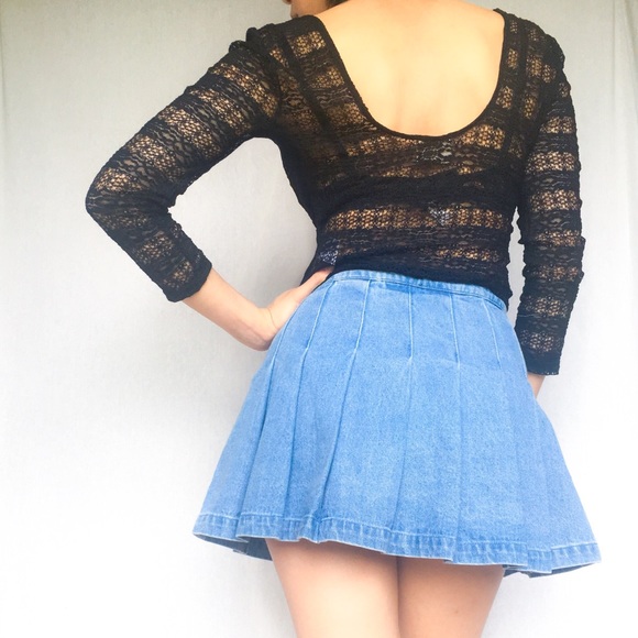 UO PINS AND NEEDLES Sheer Lace Backless Crop L - Picture 2 of 8